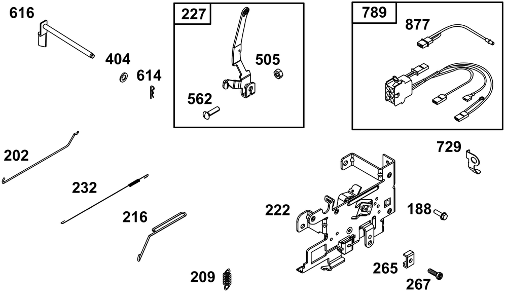 Controls Group Diagram and Parts List for 31R977-0030-B5 200000 - 399999 Briggs and Stratton Engine